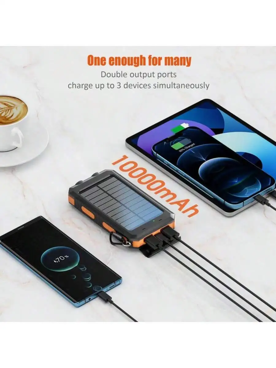 10000mAh Solar Portable Charger With Dual USB-C Outputs Waterproof For Outdoor Travel
10000mAh Solar Portable Charger With Dual USB-C Outputs Waterproof For Outdoor Travel