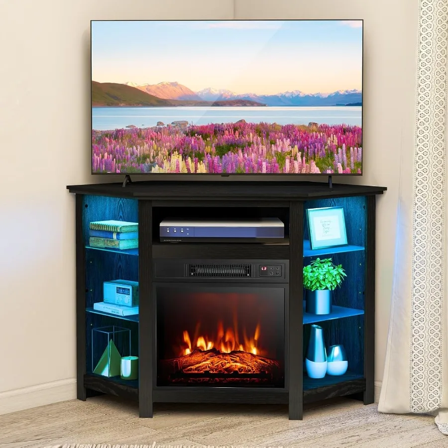 Modern Electric Fireplace Corner TV Stand Designed for TVs Up to 50Inch with 16Color LED Ambient Lighting 4 Adjustable Light Mo
Modern Electric Fireplace Corner TV Stand Designed for TVs Up to 50Inch with 16Color LED Ambient Lighting 4 Adjustable Light Mo