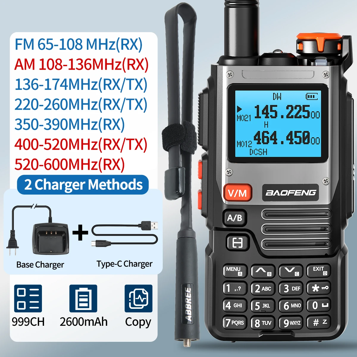 Baofeng UV-K61 Walkie Talkie Air Band Беспроводное копирование частоты Type-C Зарядное устройство высокой мощности NOAA UV-5R Модернизированное двустороннее радио UV-K6
Baofeng UV-K61 Walkie Talkie Air Band Беспроводное копирование частоты Type-C Зарядное устройство высокой мощности NOAA UV-5R Модернизированное двустороннее радио UV-K6