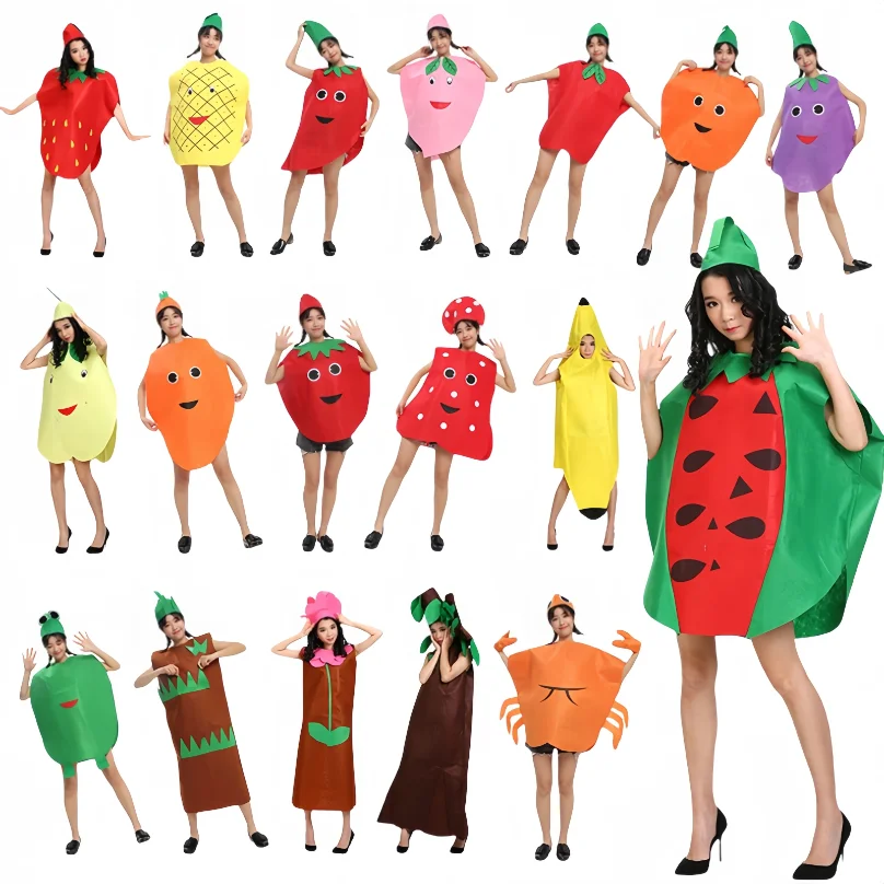 Funny Fruit Costume Vegetable Outfits for Kids Adult Strawberry Grape Pear Banana Watermelon Tomato Jumpsuits for Carnival Party
Funny Fruit Costume Vegetable Outfits for Kids Adult Strawberry Grape Pear Banana Watermelon Tomato Jumpsuits for Carnival Party