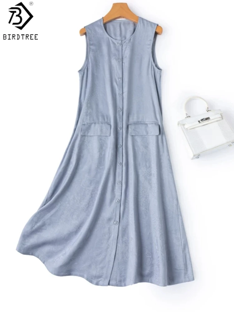 BirdTree, 100% Real Silk Jacquard Vest Dress, Sleeveless O-neck, Women's Spun Silk Straight Dresses, 2026 Summer New D65525JF
BirdTree, 100% Real Silk Jacquard Vest Dress, Sleeveless O-neck, Women's Spun Silk Straight Dresses, 2026 Summer New D65525JF