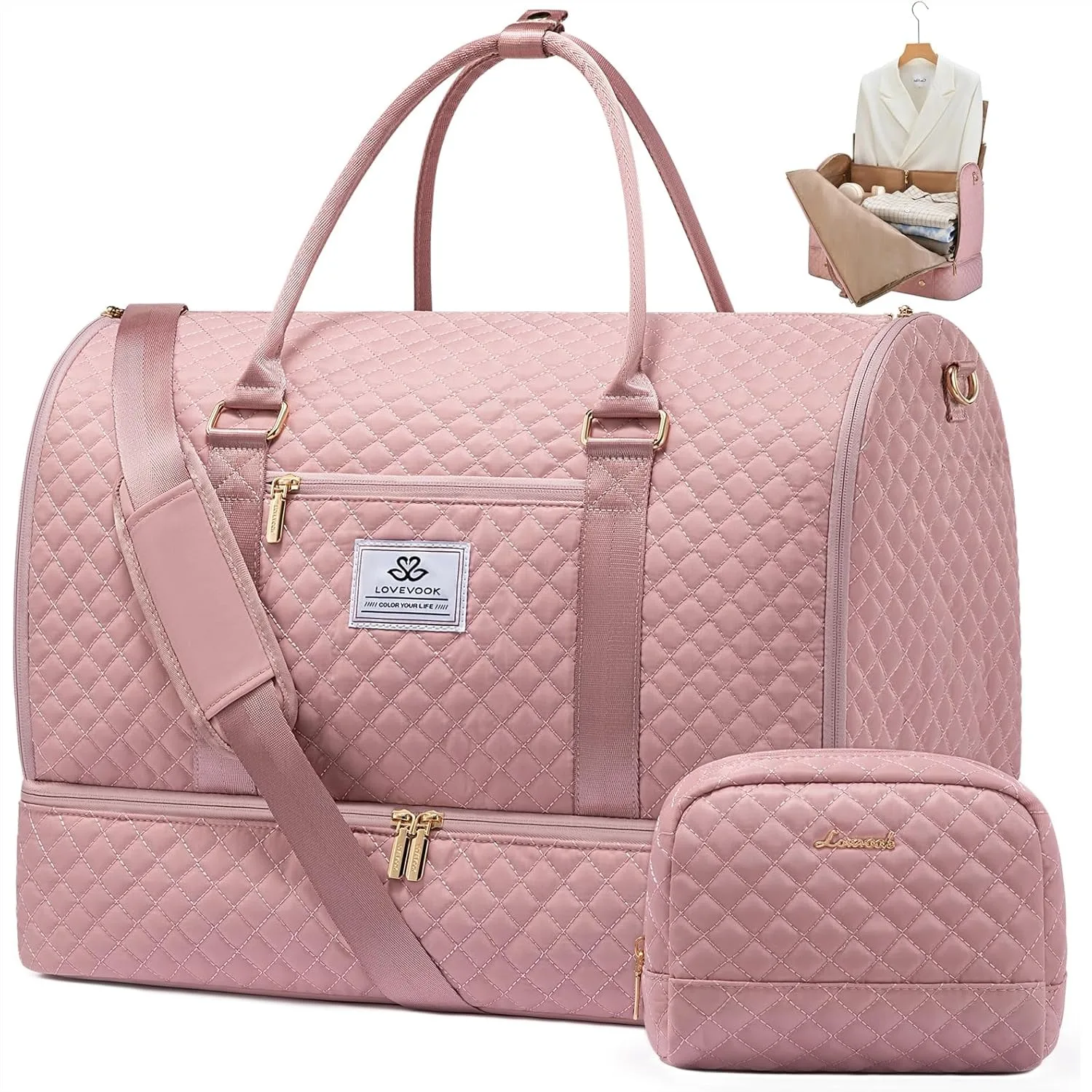 Convertible Garment Bag for Travel with Shoe Pouch, 2 in 1 Hanging Suitcase Suit Bag, Waterproof Weekender Bag for Women,
Convertible Garment Bag for Travel with Shoe Pouch, 2 in 1 Hanging Suitcase Suit Bag, Waterproof Weekender Bag for Women,