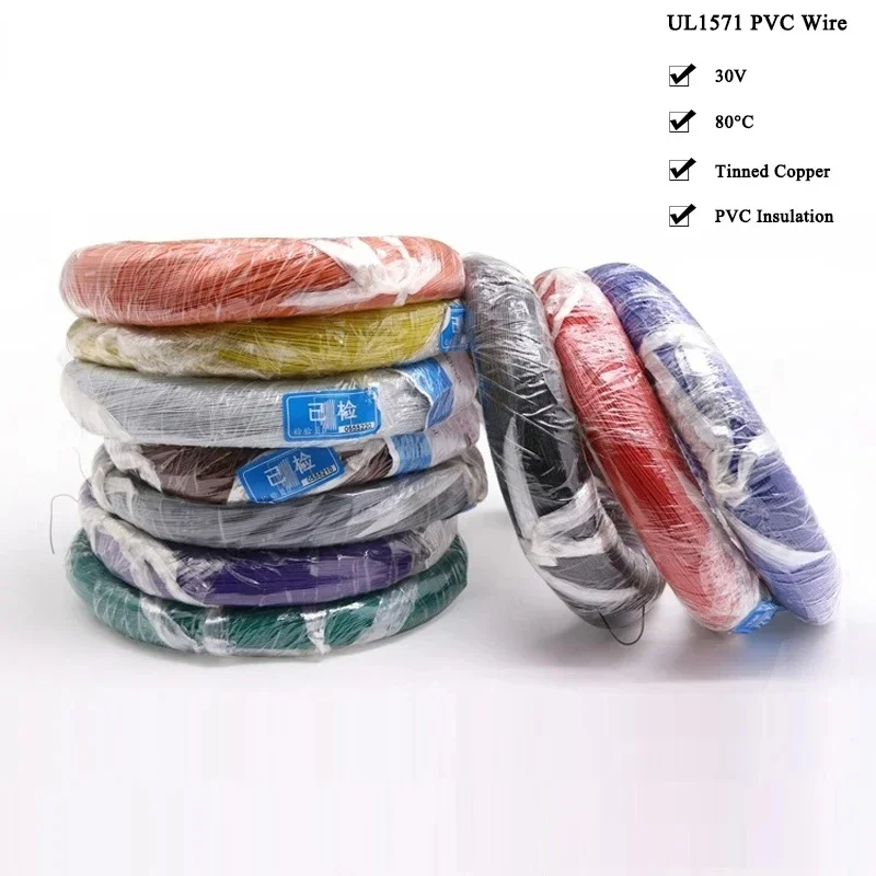 UL1571 Electronic Wire 32 30 28 26 24 22 20 18 16 AWG PVC Insulated Tinned Copper Environmental DIY Cord LED Line
UL1571 Electronic Wire 32 30 28 26 24 22 20 18 16 AWG PVC Insulated Tinned Copper Environmental DIY Cord LED Line