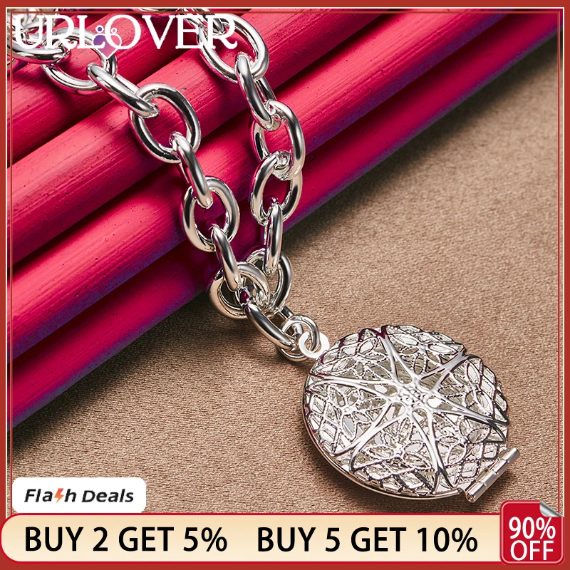 URLOVER 925 Sterling Silver Round Hollow Photo Frame Pendant Necklace For Women Chain Engagement Wedding Fashion Charm Jewelry
URLOVER 925 Sterling Silver Round Hollow Photo Frame Pendant Necklace For Women Chain Engagement Wedding Fashion Charm Jewelry