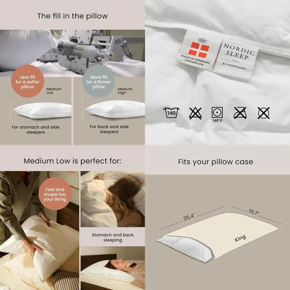 Hypoallergenic Nordic Sleep Pillow: Supportive, Breathable, Machine Washable - Ideal for Side Sleepers, White Medium Low, King S
Hypoallergenic Nordic Sleep Pillow: Supportive, Breathable, Machine Washable - Ideal for Side Sleepers, White Medium Low, King S