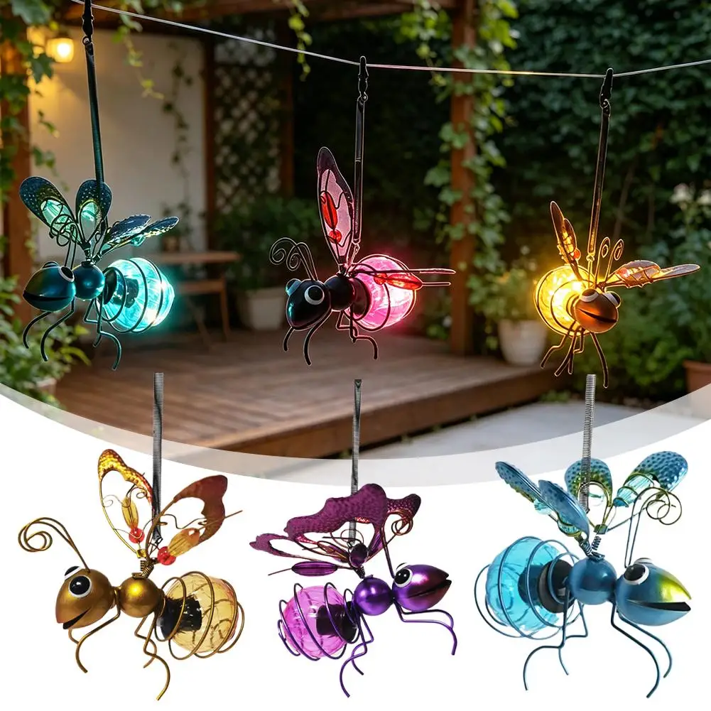 Solar Insect Hanging Lamp Bee Dragonfly Butterfly Iron Art Decor Waterproof Outdoor Garden Yard Patio Solar Night Light
Solar Insect Hanging Lamp Bee Dragonfly Butterfly Iron Art Decor Waterproof Outdoor Garden Yard Patio Solar Night Light