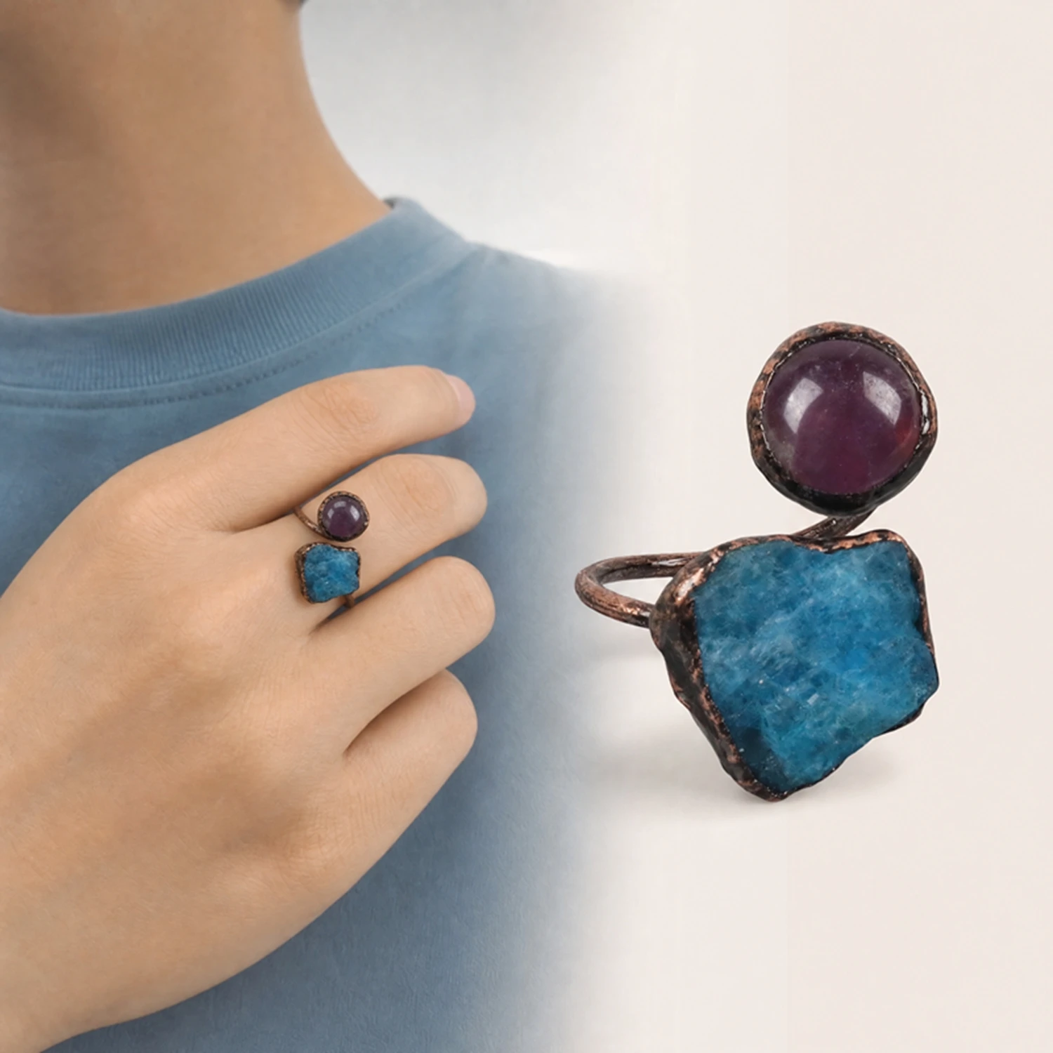 Retro-style Blue Zircon Ring Raw Ore Sapphire Irregular Beads Design Minimalist Versatile Adjustable Jewelry for Both Men Women
Retro-style Blue Zircon Ring Raw Ore Sapphire Irregular Beads Design Minimalist Versatile Adjustable Jewelry for Both Men Women