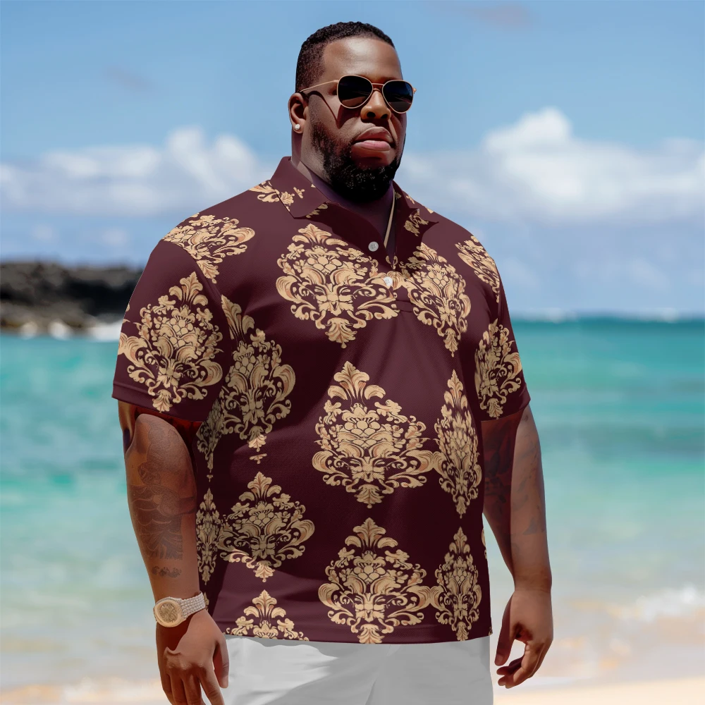 1 men's plus size polo shirt with summer red gold special print casual collar button suitable for shopping and golf
1 men's plus size polo shirt with summer red gold special print casual collar button suitable for shopping and golf