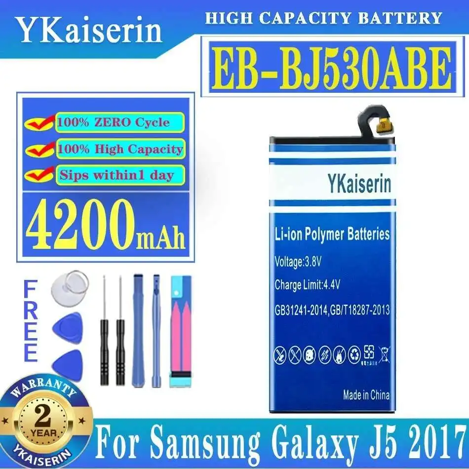 Mobile Phone Battery EB-BJ530ABE 4200mAh For Samsung Galaxy J5 2017 Pro SM-J530F DS SM-J530K J530L J530S J530Y DS
Mobile Phone Battery EB-BJ530ABE 4200mAh For Samsung Galaxy J5 2017 Pro SM-J530F DS SM-J530K J530L J530S J530Y DS