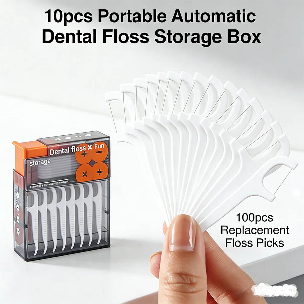 Automatic Pop-Up Dental Floss Storage Box Set - 10-Piece Carry On Portable Box With 100 Dental Floss Replacement Oral Care Kit
Automatic Pop-Up Dental Floss Storage Box Set - 10-Piece Carry On Portable Box With 100 Dental Floss Replacement Oral Care Kit
