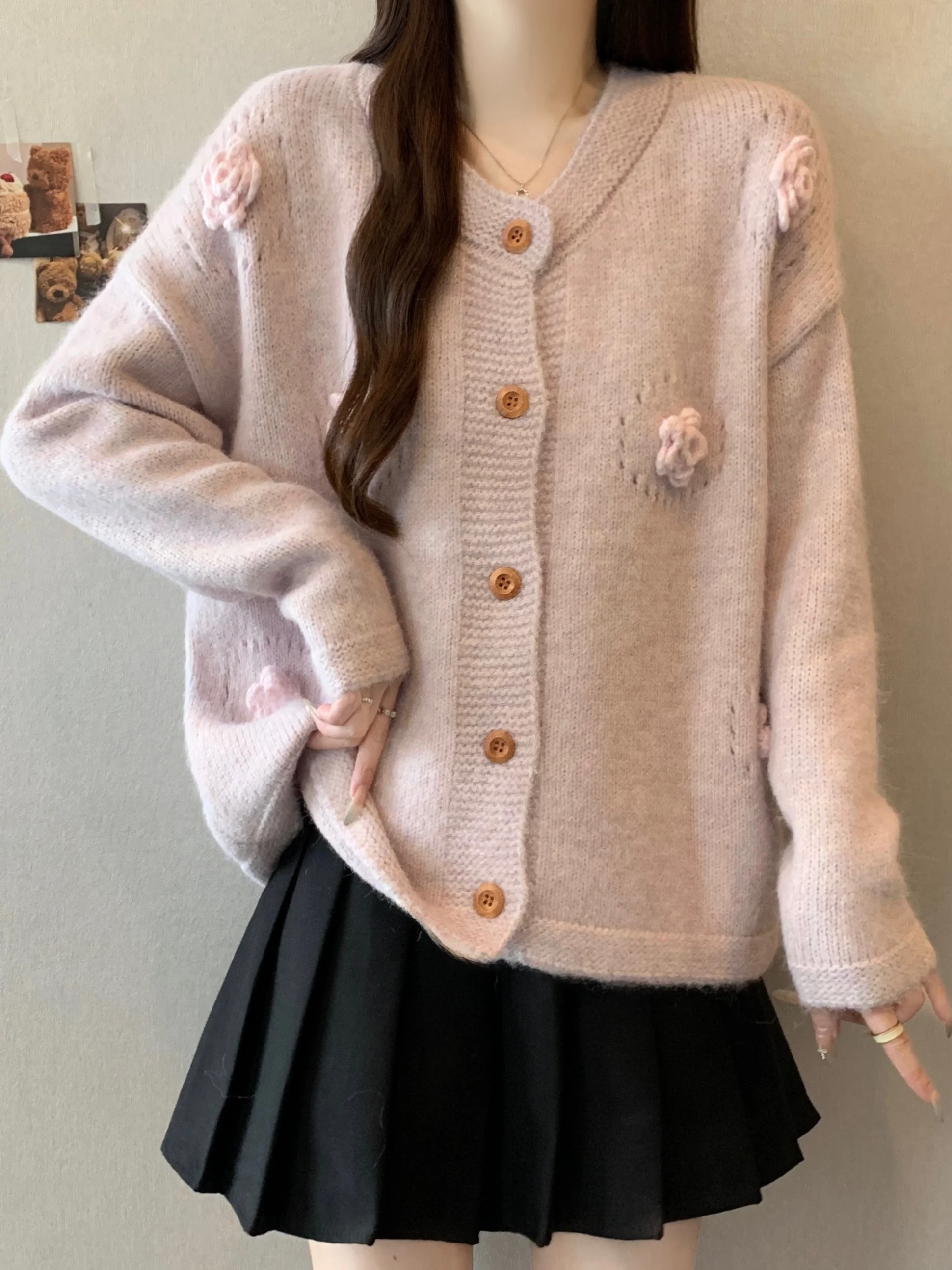 plus Size Women's Pink Knitted Sweater Jacket Loose Fit Floral 3D Design Casual Style Long Sleeve round Neck Open Cardigan
plus Size Women's Pink Knitted Sweater Jacket Loose Fit Floral 3D Design Casual Style Long Sleeve round Neck Open Cardigan