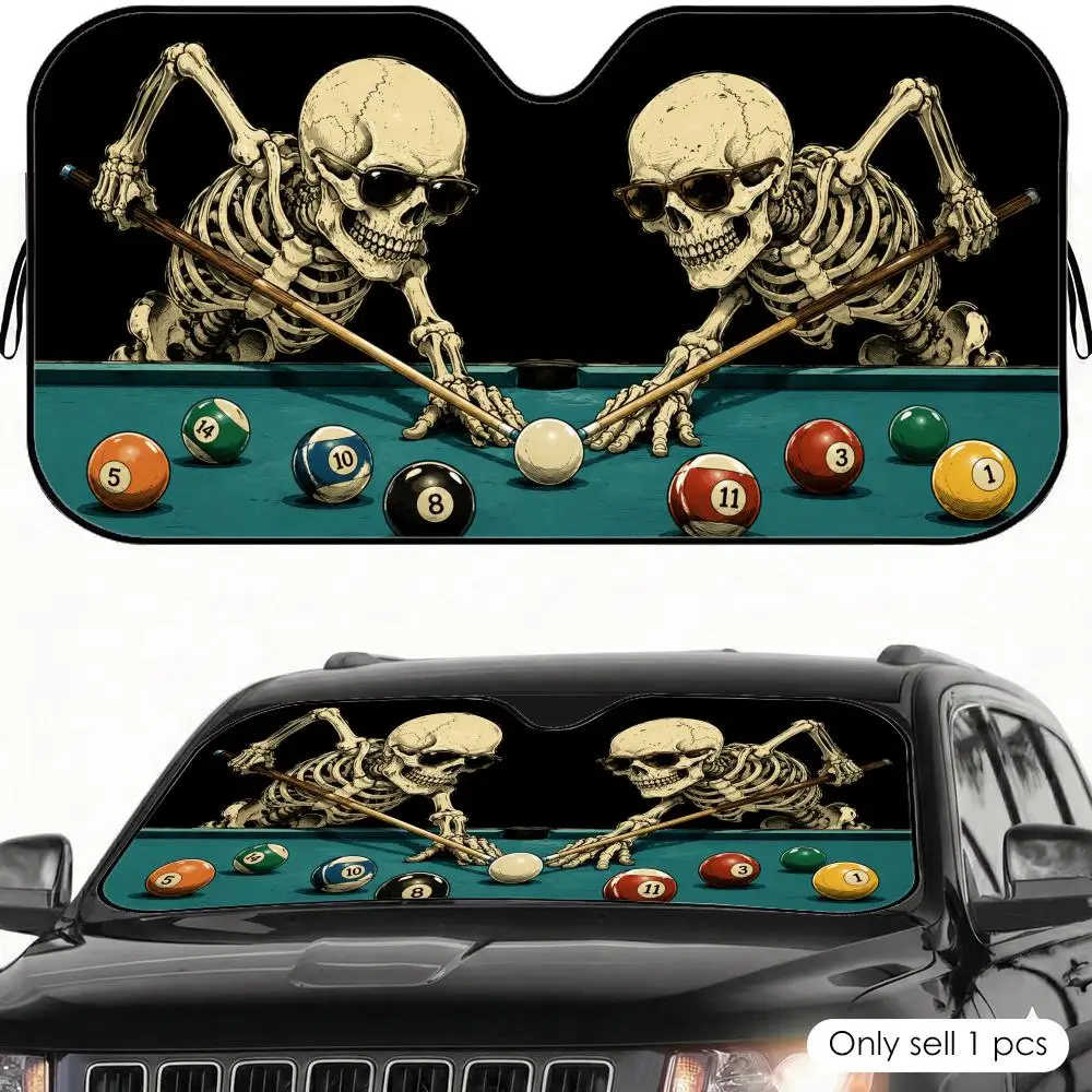 Skeleton Playing Billiards Sun Visor Foldable Front Windshield Car Sunshade Reusable Aluminum Foil UV Heat Insulation Cover
Skeleton Playing Billiards Sun Visor Foldable Front Windshield Car Sunshade Reusable Aluminum Foil UV Heat Insulation Cover