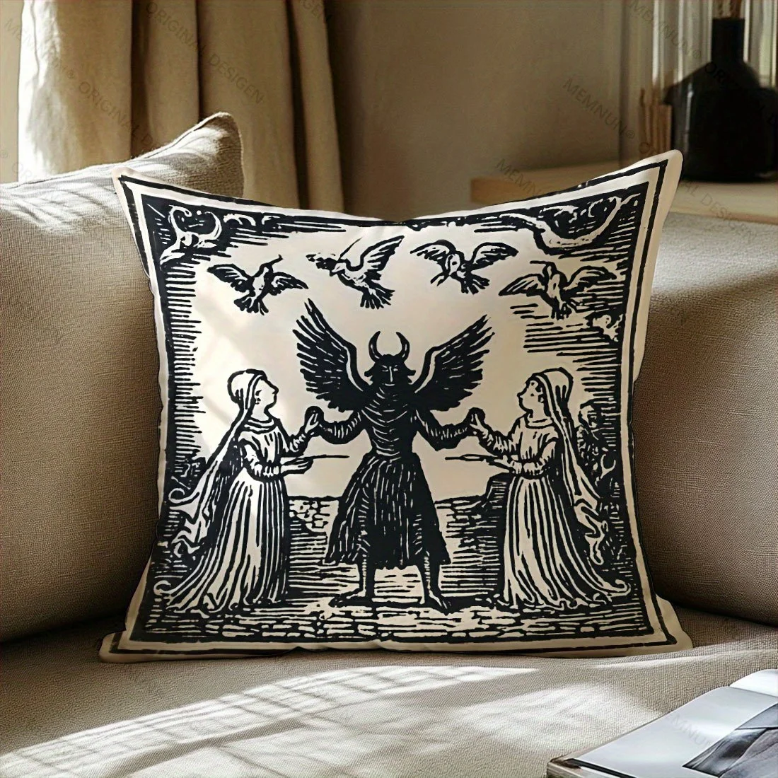 1pc Medieval Woodcut Demon Pillow Cover, Polyester 2D Double-Sided Print, Vintage Witchcraft & Devil Art, Gothic Occult Home Dec
1pc Medieval Woodcut Demon Pillow Cover, Polyester 2D Double-Sided Print, Vintage Witchcraft & Devil Art, Gothic Occult Home Dec