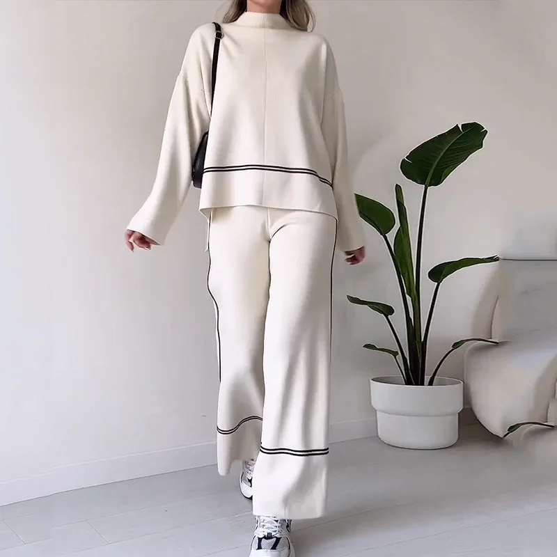 2023 Women's Knitting Set Autumn New Fashion Half High Neck Casual Loose Solid Pants Two Piece Set
2023 Women's Knitting Set Autumn New Fashion Half High Neck Casual Loose Solid Pants Two Piece Set