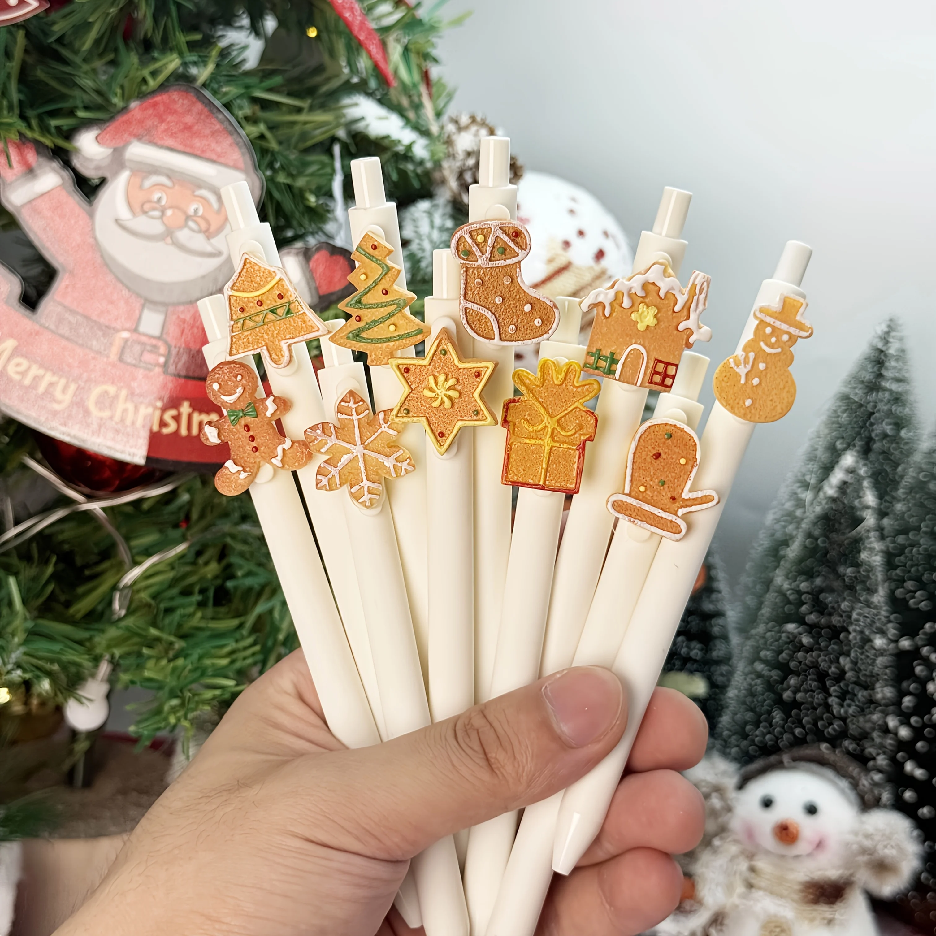 Pack of 4, Random Styles, Christmas Limited Edition Retractable Ballpoint Pens, Gel Pens with a Yellow Body Featuring Gingerbread Patterns (Specially Designed for Men's Accessories), Smooth Writing Experience, Button-Style Design for Easy Use, Easy Writin
Pack of 4, Random Styles, Christmas Limited Edition Retractable Ballpoint Pens, Gel Pens with a Yellow Body Featuring Gingerbread Patterns (Specially Designed for Men's Accessories), Smooth Writing Experience, Button-Style Design for Easy Use, Easy Writin