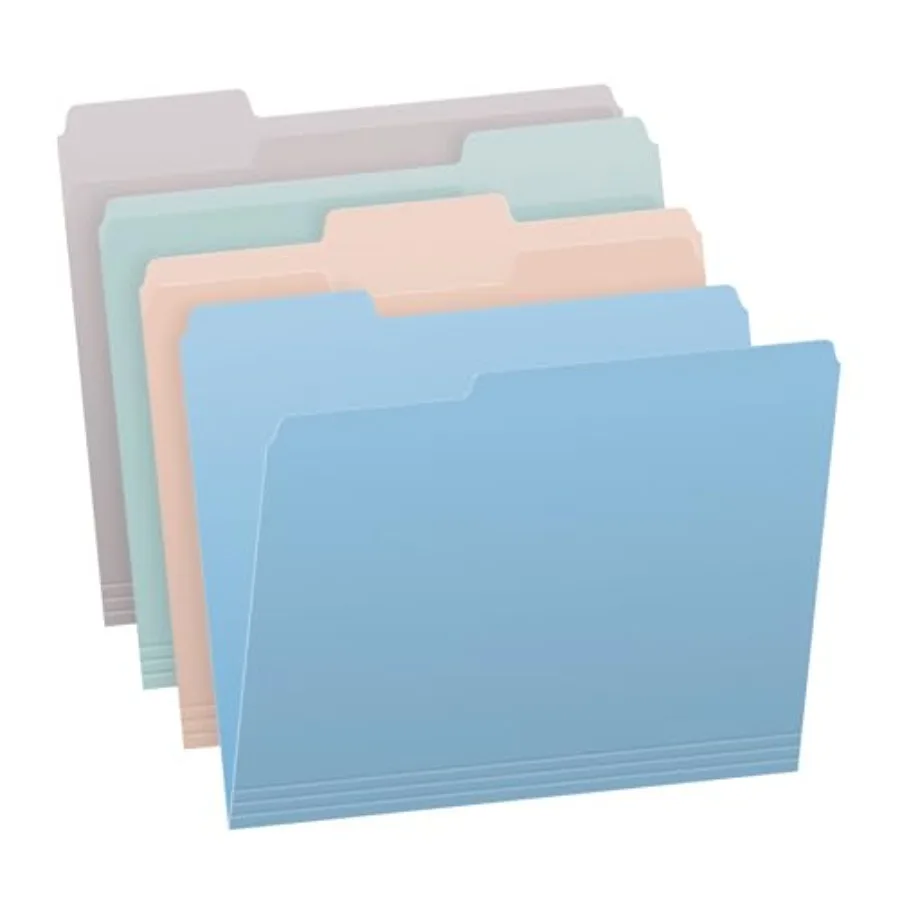 File Folders, 36-Pack, Letter Size, Assorted Pastel Colors, 1/3-Cut Tabs, Expanding Bottom, Durable Paper Folders for Home Offi
File Folders, 36-Pack, Letter Size, Assorted Pastel Colors, 1/3-Cut Tabs, Expanding Bottom, Durable Paper Folders for Home Offi