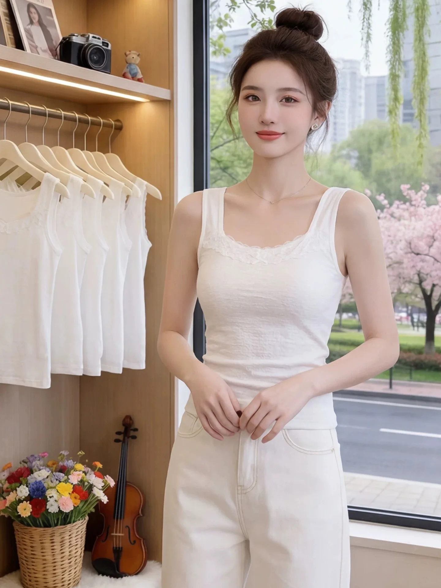 Lace Knot Strap Vest Women's Slim Fit Base Shirt Outerwear Summer New Style plus Size Fat MM Casual Simple Style
Lace Knot Strap Vest Women's Slim Fit Base Shirt Outerwear Summer New Style plus Size Fat MM Casual Simple Style