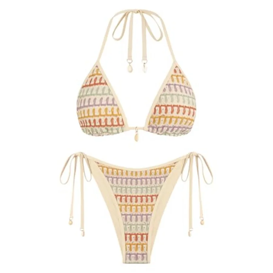 ZAFUL Women's Colorblock Stripes Triangle Halter Tied Cheeky Thong Bikini Set High Cut Two Pcs Bathing Suit
ZAFUL Women's Colorblock Stripes Triangle Halter Tied Cheeky Thong Bikini Set High Cut Two Pcs Bathing Suit