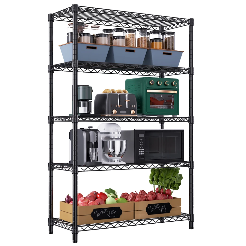 1750 lbs5-Tier Steel Storage Wire Rack for Home/Kitchen/Office/Garage,17.7"D×47.2"W×72.3"H
1750 lbs5-Tier Steel Storage Wire Rack for Home/Kitchen/Office/Garage,17.7"D×47.2"W×72.3"H