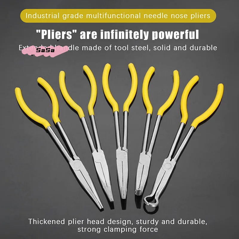 S-1Pc Premium Long Reach Spark Plug Pliers - Secure Ring Nose Design, Non-Slip Handles, Engine Maintenance Tool Efficient
