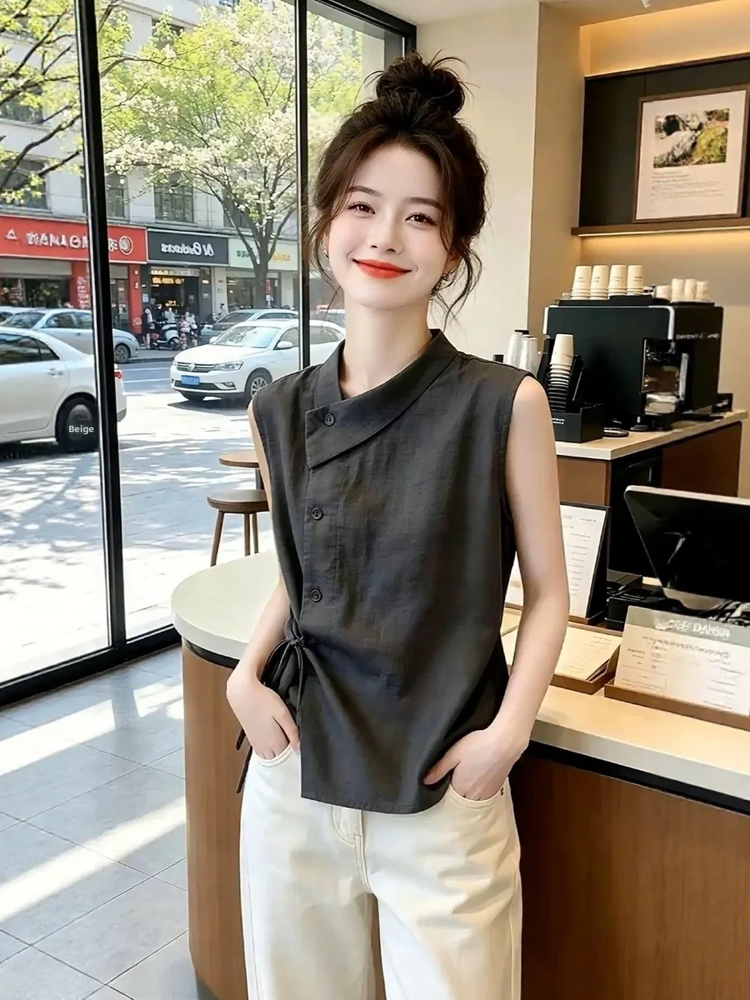 Elegant Grey Sleeveless Shirt Women's 2026 Summer New Belt Waist in Slimming Personality Commuting Top Korean Style Straight Cut
Elegant Grey Sleeveless Shirt Women's 2026 Summer New Belt Waist in Slimming Personality Commuting Top Korean Style Straight Cut
