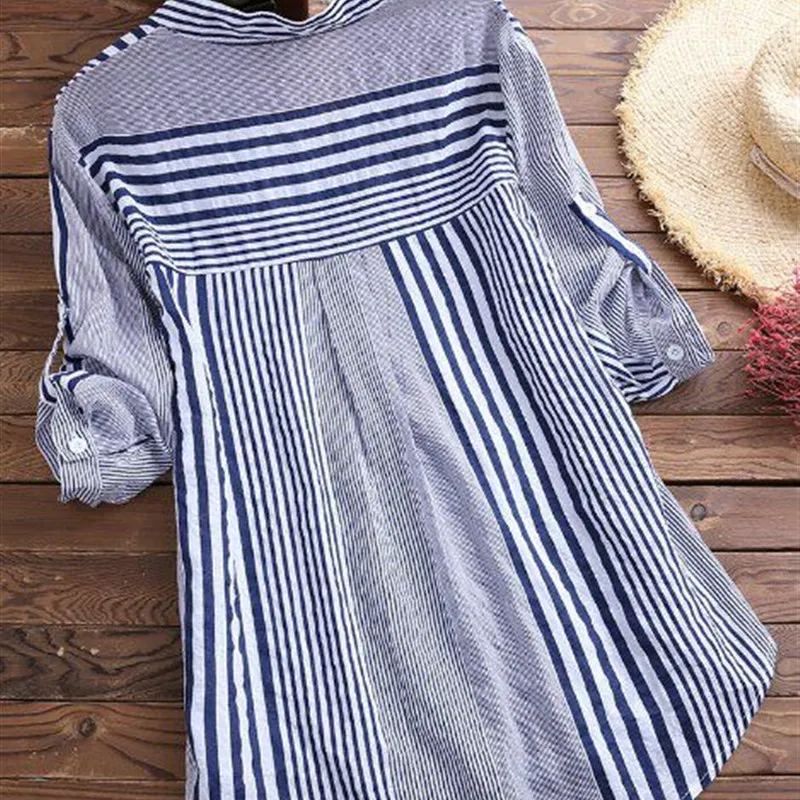 Women's Striped Shirt Long Loose Large Europe a Linen Blend Printed Straight Cut Long Sleeve Comfortable Breathable Fashionable
Women's Striped Shirt Long Loose Large Europe a Linen Blend Printed Straight Cut Long Sleeve Comfortable Breathable Fashionable