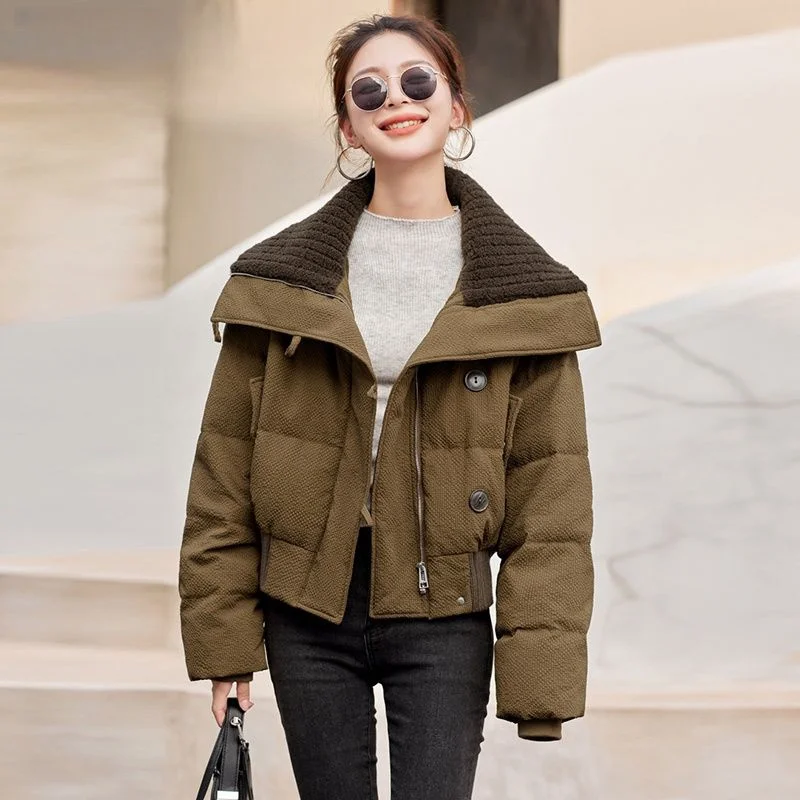 Winter Short Down Cotton Jacket Women New Loose Lamb Fur Lapel Outerwear Fashion patchwork Overcoat Thicken Puffer Coat Female
Winter Short Down Cotton Jacket Women New Loose Lamb Fur Lapel Outerwear Fashion patchwork Overcoat Thicken Puffer Coat Female