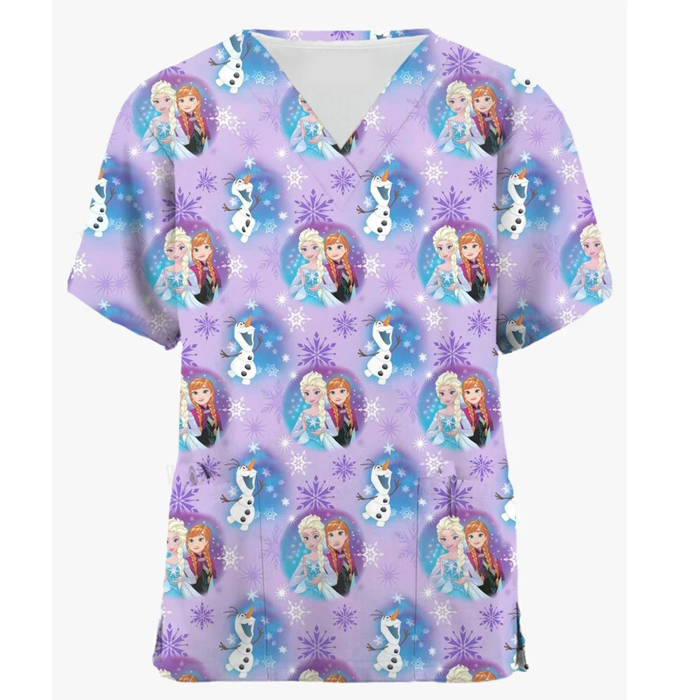 Miniso Women Working Uniform Disney Princess Print Frozen Elsa Short Sleeve V-neck Femme Blouse Nurse Work Wear Medical Uniforms
Miniso Women Working Uniform Disney Princess Print Frozen Elsa Short Sleeve V-neck Femme Blouse Nurse Work Wear Medical Uniforms
