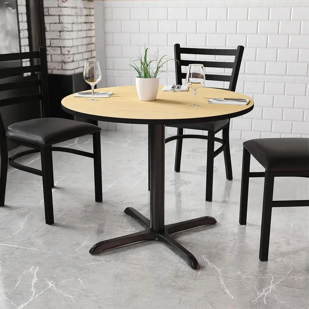 36 Circular Dining Table in Black and Natural, Laminate, Cast Iron Base, Commercial-Grade for Restaurants and Homes
36 Circular Dining Table in Black and Natural, Laminate, Cast Iron Base, Commercial-Grade for Restaurants and Homes