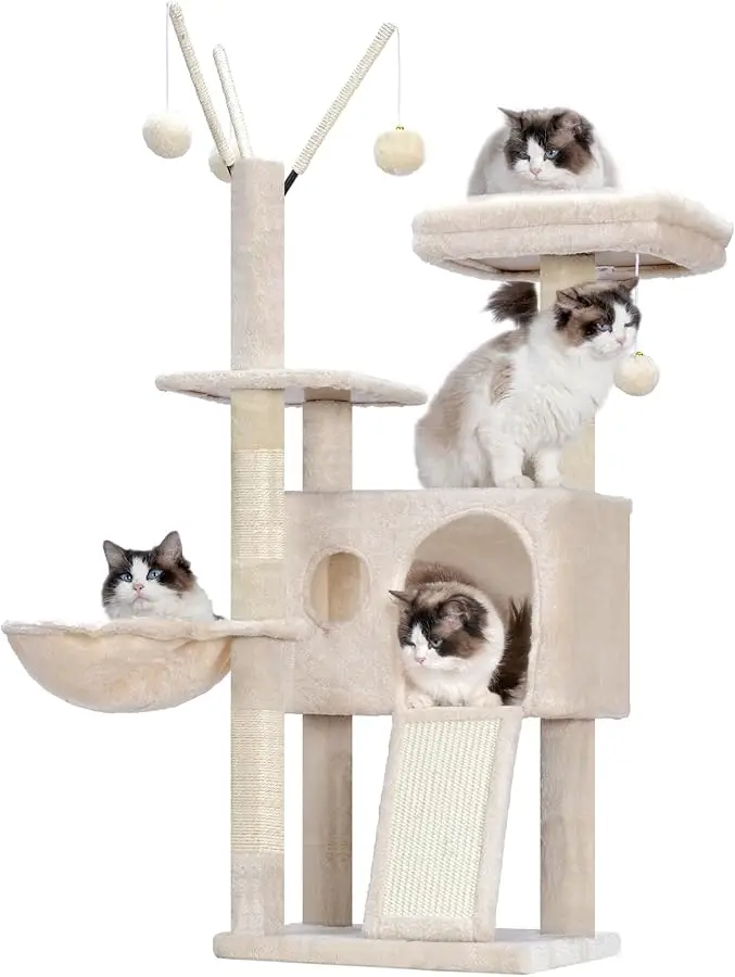 Hey-brother Cat Tree Tower, Scratching Posts with Removable Toys, Cozy Condo, Platform, Hammock, Sisal Scratch Board and Ball fo
Hey-brother Cat Tree Tower, Scratching Posts with Removable Toys, Cozy Condo, Platform, Hammock, Sisal Scratch Board and Ball fo