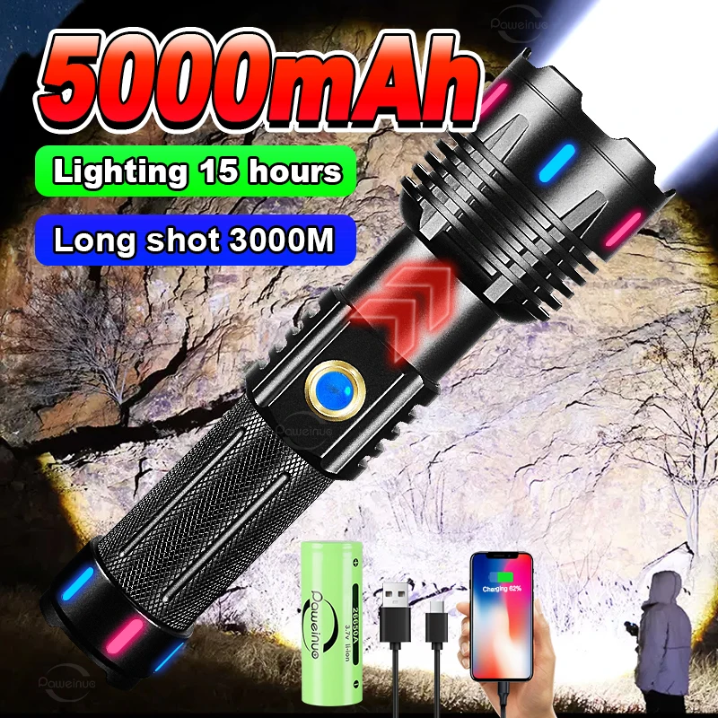 5000MAH Large Battery LED Ultra Powerful Flashlight USB Fluorescent Housing Rechargeable Lamp Waterproof Tactical Zoom Torch
5000MAH Large Battery LED Ultra Powerful Flashlight USB Fluorescent Housing Rechargeable Lamp Waterproof Tactical Zoom Torch