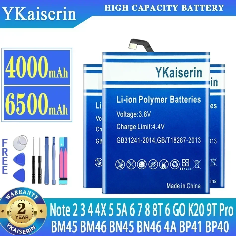 BN 45 46 YKaiserin Battery For Xiaomi Redmi Note 2 3 4 4X 5 5A 6 7 8 8T 6 GO K20 9T Pro MI 9TPro BP 41 40 Bateria + Track Code
BN 45 46 YKaiserin Battery For Xiaomi Redmi Note 2 3 4 4X 5 5A 6 7 8 8T 6 GO K20 9T Pro MI 9TPro BP 41 40 Bateria + Track Code