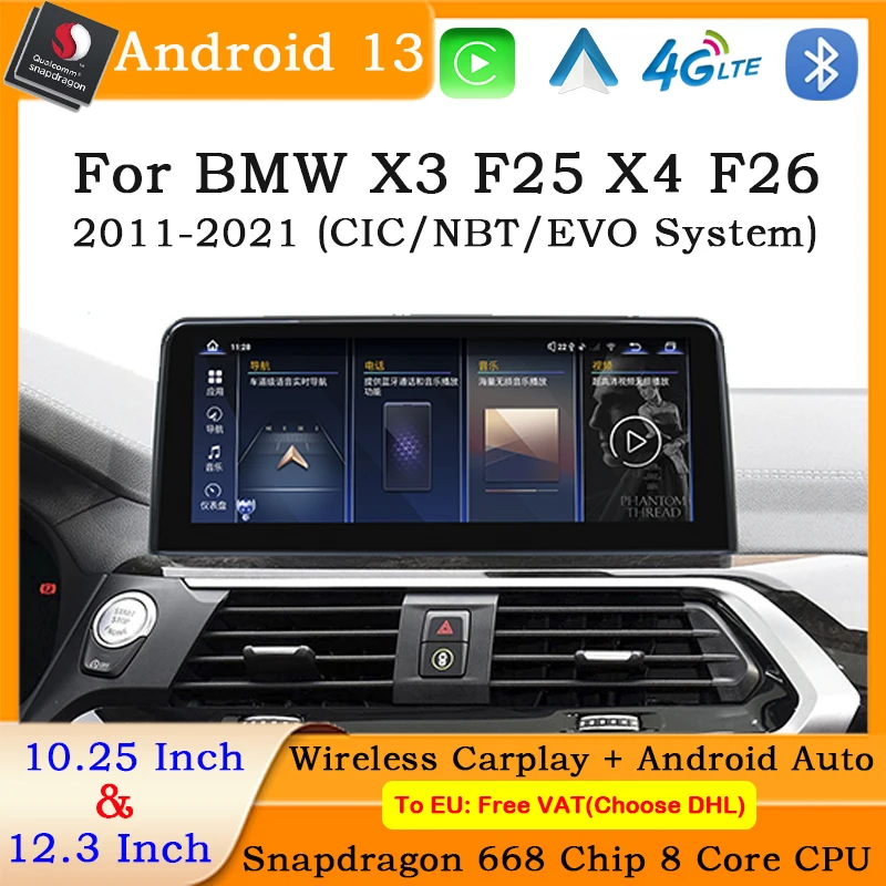 12G+256G Android 13 Car Radio Stereo Video Multimedia Player for BMW X3 F25 X4 F26 2011-2021 Wireless carplay Navigation
12G+256G Android 13 Car Radio Stereo Video Multimedia Player for BMW X3 F25 X4 F26 2011-2021 Wireless carplay Navigation