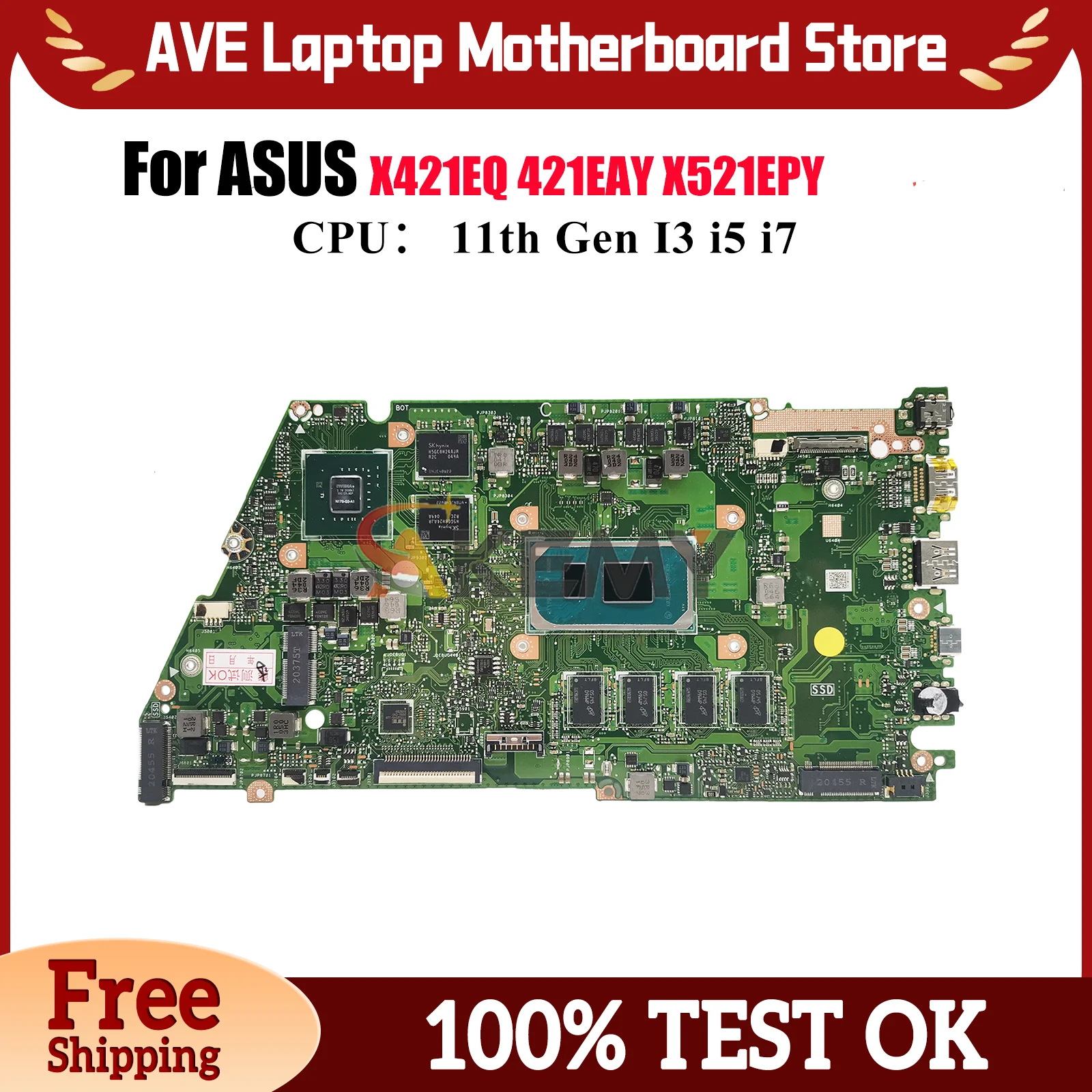 X421EQY Laptop Motherboard For ASUS K533E S533E X521E V533E X421EQ X521EPY R521E 421EAY X521EQ I521E Mainboard 11th Gen I3 i5 i7
X421EQY Laptop Motherboard For ASUS K533E S533E X521E V533E X421EQ X521EPY R521E 421EAY X521EQ I521E Mainboard 11th Gen I3 i5 i7