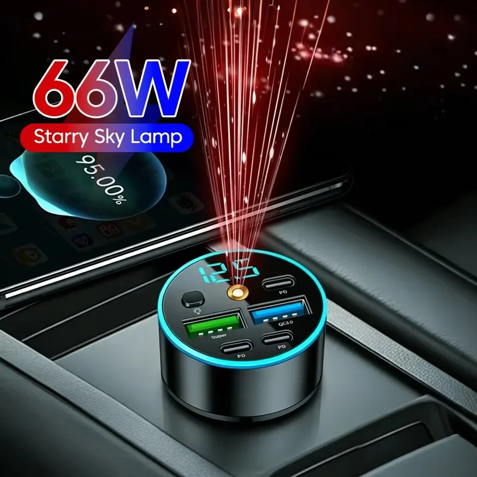5 IN1 Cigarette Lighter Car Charger PD QC 3.0 Fast Charging with Starry Sky Digital Display For iPhone Samsung Huawei Xiaomi
5 IN1 Cigarette Lighter Car Charger PD QC 3.0 Fast Charging with Starry Sky Digital Display For iPhone Samsung Huawei Xiaomi