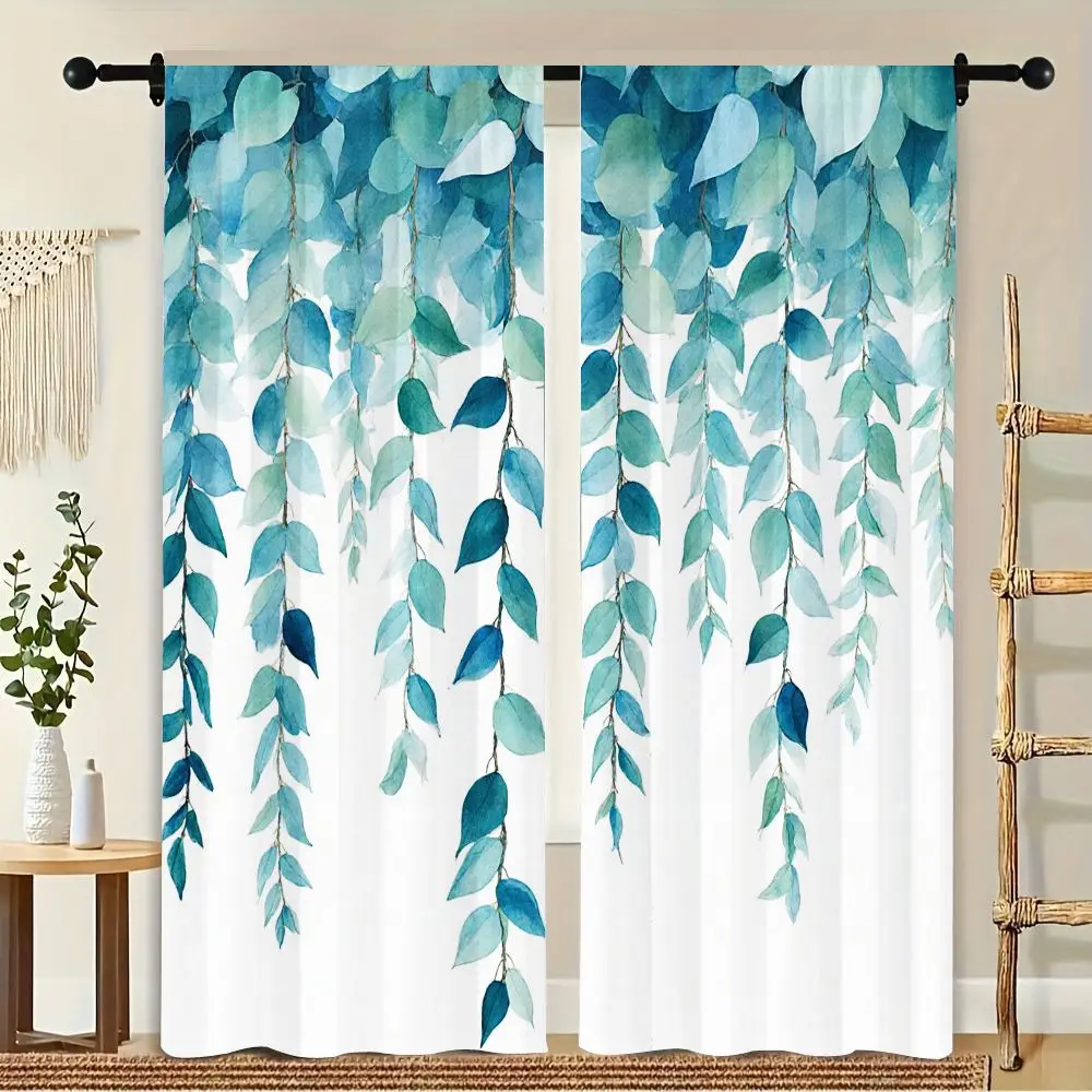 2Pcs Curtains Watercolor Eucalyptus Leaves And Branches Blue Window Drapes for Bedroom Living Room Decoration Window Treatment.
2Pcs Curtains Watercolor Eucalyptus Leaves And Branches Blue Window Drapes for Bedroom Living Room Decoration Window Treatment.