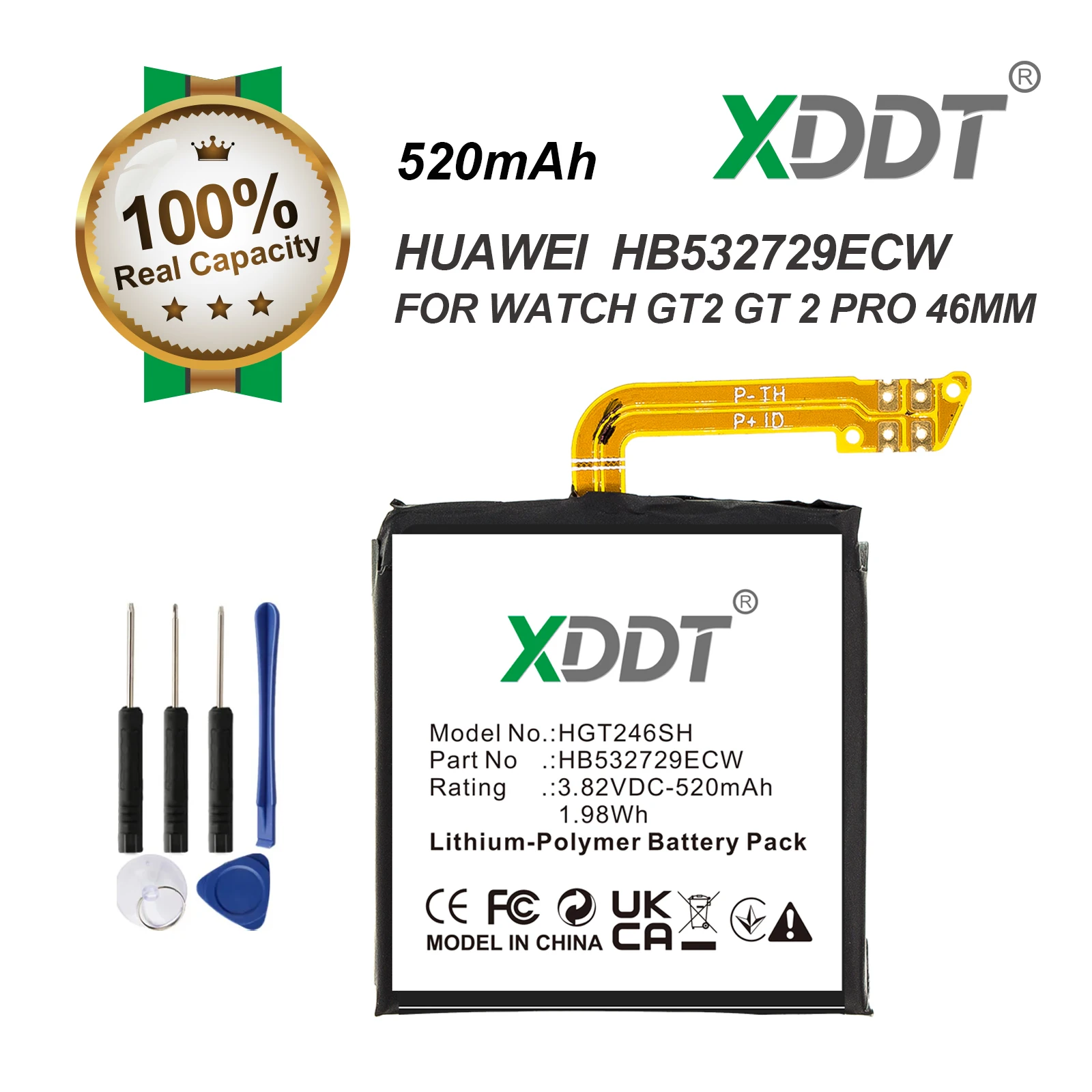 HB532729ECW Battery for Huawei Watch GT2 GT 2 Pro 46MM HB472023ECW For Huawei WATCH 2 GT2 42MM + Tool
HB532729ECW Battery for Huawei Watch GT2 GT 2 Pro 46MM HB472023ECW For Huawei WATCH 2 GT2 42MM + Tool