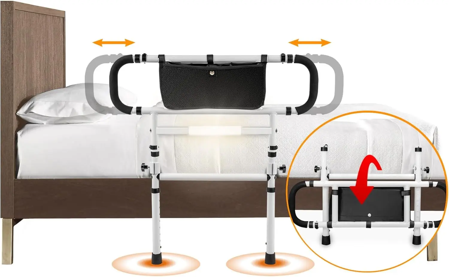 Bed Rails for Elderly Adults with Adjustable Heights & Extendable Dual Side Handles, Foldable Bed Assist Bar
Bed Rails for Elderly Adults with Adjustable Heights & Extendable Dual Side Handles, Foldable Bed Assist Bar
