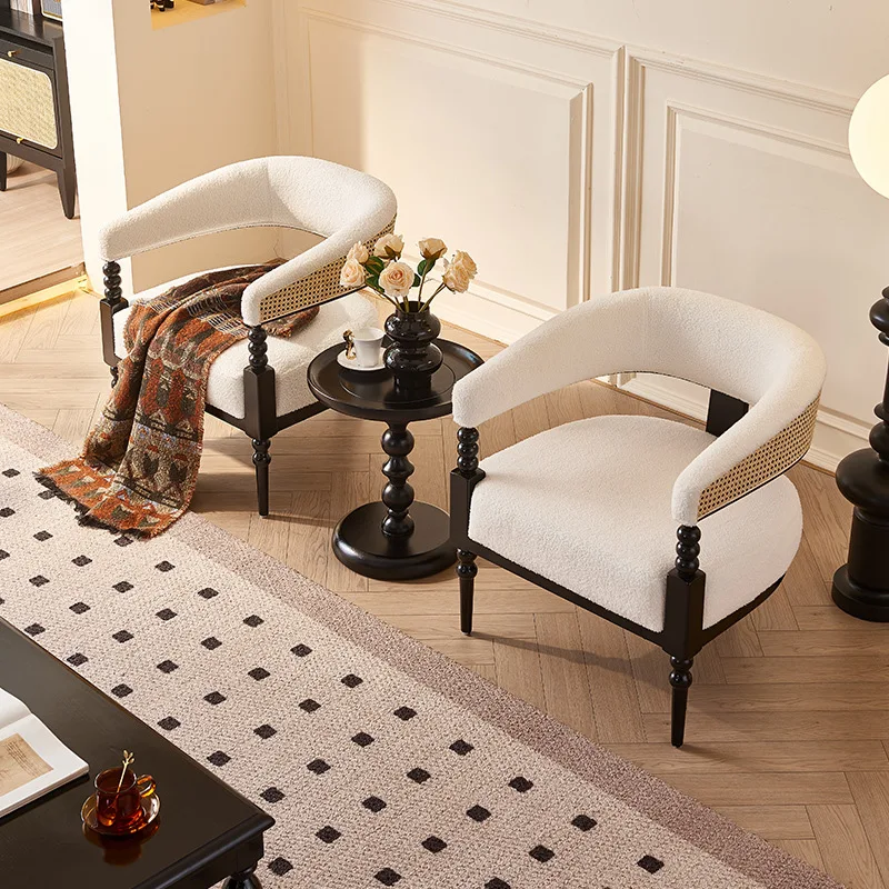 French retro rattan solid wood creative single sofa chair hotel cafe ash wood leisure chair side several combinations
French retro rattan solid wood creative single sofa chair hotel cafe ash wood leisure chair side several combinations