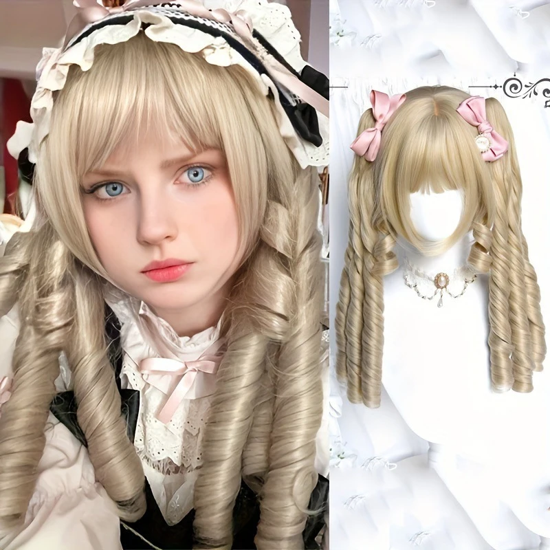 16inch Cosplay Woman Wigs Blonde Brown Roman Curl Lolita Wig Hair with Bangs Double Spring Twist Tails for Women Cosplay Party
16inch Cosplay Woman Wigs Blonde Brown Roman Curl Lolita Wig Hair with Bangs Double Spring Twist Tails for Women Cosplay Party