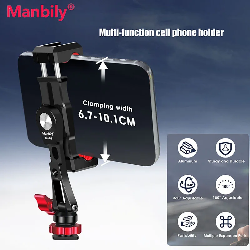 Manbily SP-09 Phone Clamp Holder Metal 1/4" Screw Cold Shoe for DSLR Camera Monitor iPhone15 Sony Tripod Adapter
Manbily SP-09 Phone Clamp Holder Metal 1/4" Screw Cold Shoe for DSLR Camera Monitor iPhone15 Sony Tripod Adapter