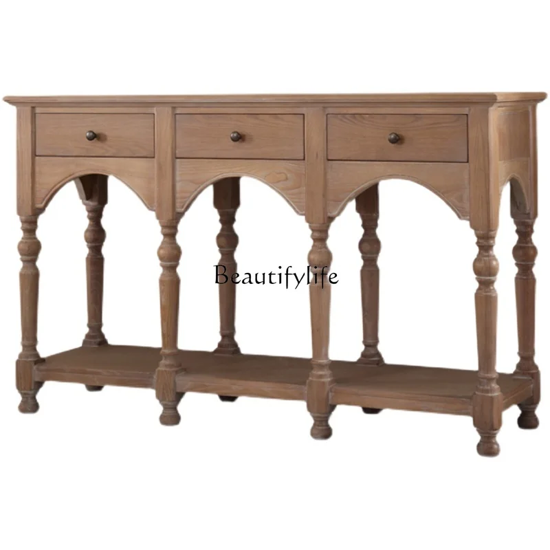 Solid wood French retro entrance table corridor aisle entrance cabinet half-moon entrance partition
Solid wood French retro entrance table corridor aisle entrance cabinet half-moon entrance partition