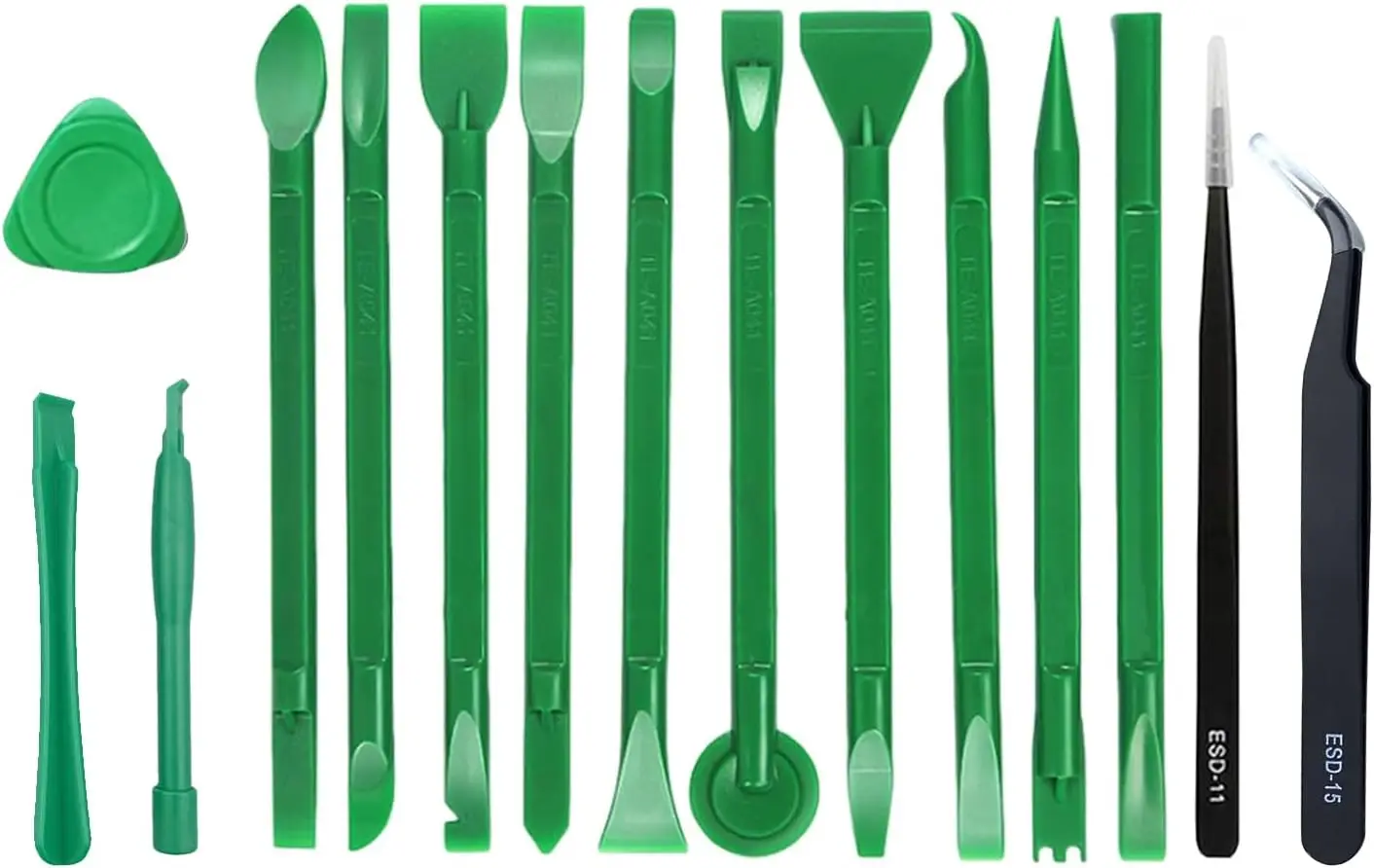 15-Piece Antistatic Spudger Set for Phone, Laptop, Tablet Repair - Green
15-Piece Antistatic Spudger Set for Phone, Laptop, Tablet Repair - Green