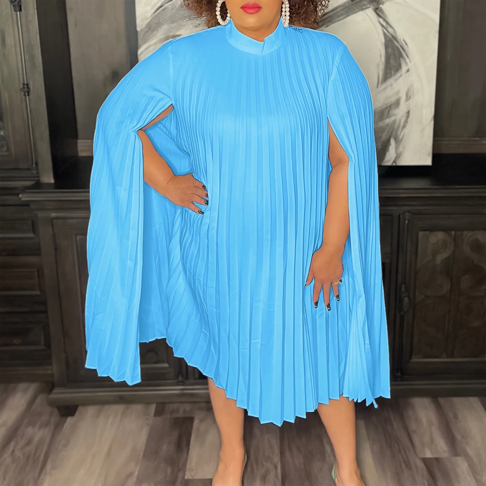 Elegant Pleated Loose Dresses for Women Round Neck Flying Sleeve Mid Calf Fashion Ladies Birthday Party Dinner Vestidos Mujer
Elegant Pleated Loose Dresses for Women Round Neck Flying Sleeve Mid Calf Fashion Ladies Birthday Party Dinner Vestidos Mujer