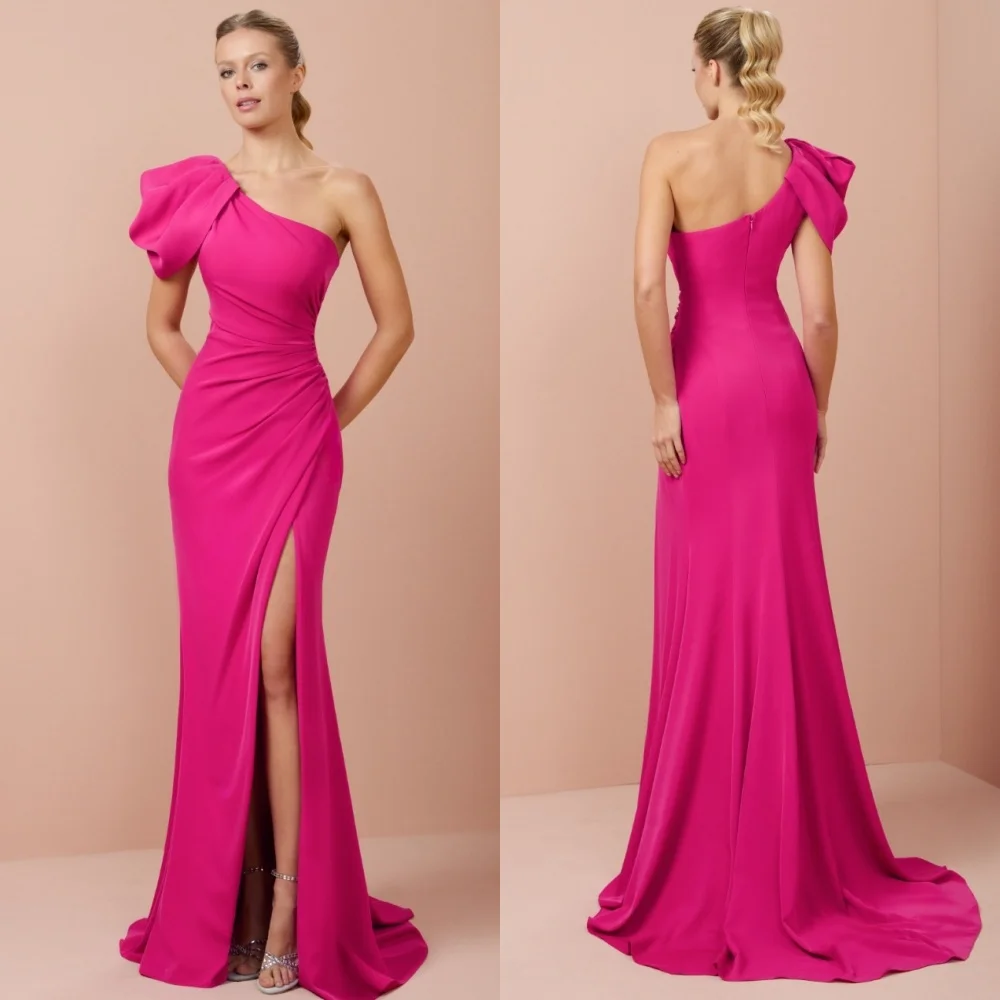 Customized Classic Jersey Pleat Draped A-line One-shoulder Long Dresses Bespoke Occasion Dresses Modern Style Simple Exquisite
Customized Classic Jersey Pleat Draped A-line One-shoulder Long Dresses Bespoke Occasion Dresses Modern Style Simple Exquisite