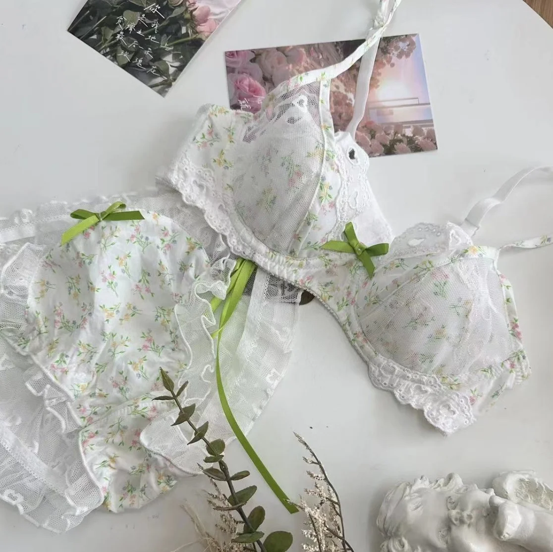 Romantic French floral lingerie soft underwire comfortable French sweet bra set
Romantic French floral lingerie soft underwire comfortable French sweet bra set