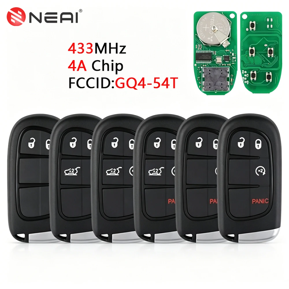 Remote Car Key For Jeep Cherokee Durango Dodge Chrysler Ram 1500 2500 3500 Charger Journey 433Mhz 4A Chip Keyless Go GQ4-54T
Remote Car Key For Jeep Cherokee Durango Dodge Chrysler Ram 1500 2500 3500 Charger Journey 433Mhz 4A Chip Keyless Go GQ4-54T