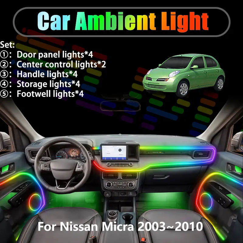 Для Nissan Micra 2003~2010 2/18 в 1: Комплект светодиодной подсветки салона и багажника USB RGB Ensemble Streamer MK3 3-го поколения
Для Nissan Micra 2003~2010 2/18 в 1: Комплект светодиодной подсветки салона и багажника USB RGB Ensemble Streamer MK3 3-го поколения
