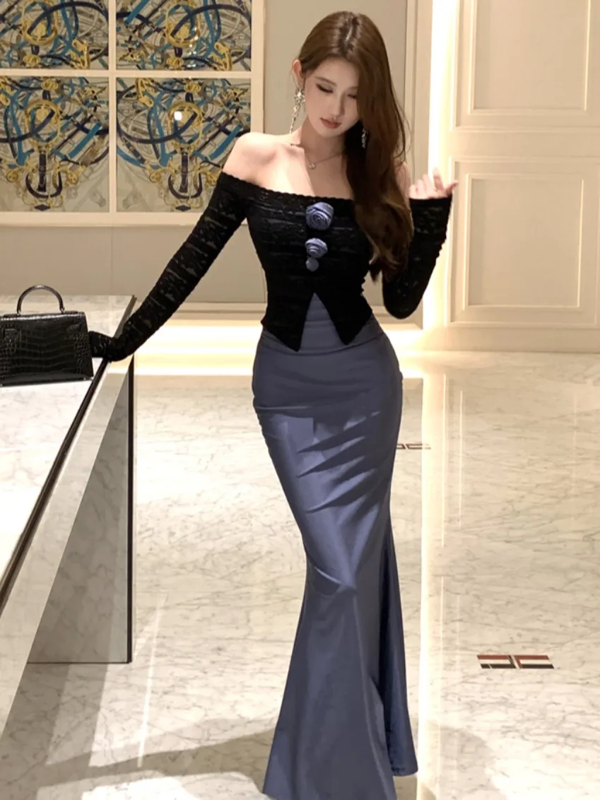 Ele бархатное кружевное атласное платье на одно плечо, женская осенне-зимняя облегающая юбка с высокой талией и хвостом, сексуальная длинная све Dr
Ele бархатное кружевное атласное платье на одно плечо, женская осенне-зимняя облегающая юбка с высокой талией и хвостом, сексуальная длинная све Dr