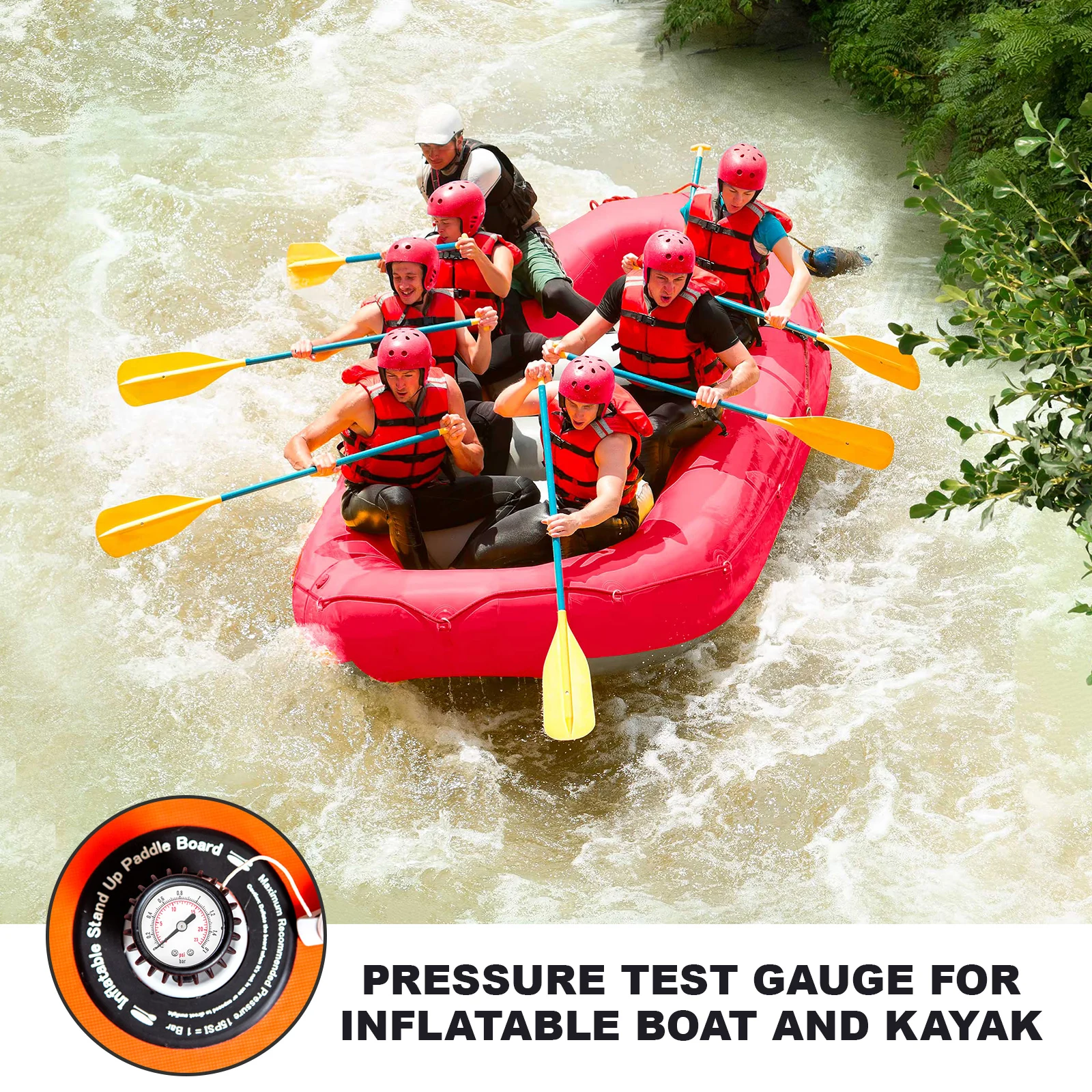 PVC Pressure Gauge for Inflatable Boats Kayaks PSI BAR Units Air Pressure Measure Tool Water Sports Surfboards Maintenance
PVC Pressure Gauge for Inflatable Boats Kayaks PSI BAR Units Air Pressure Measure Tool Water Sports Surfboards Maintenance